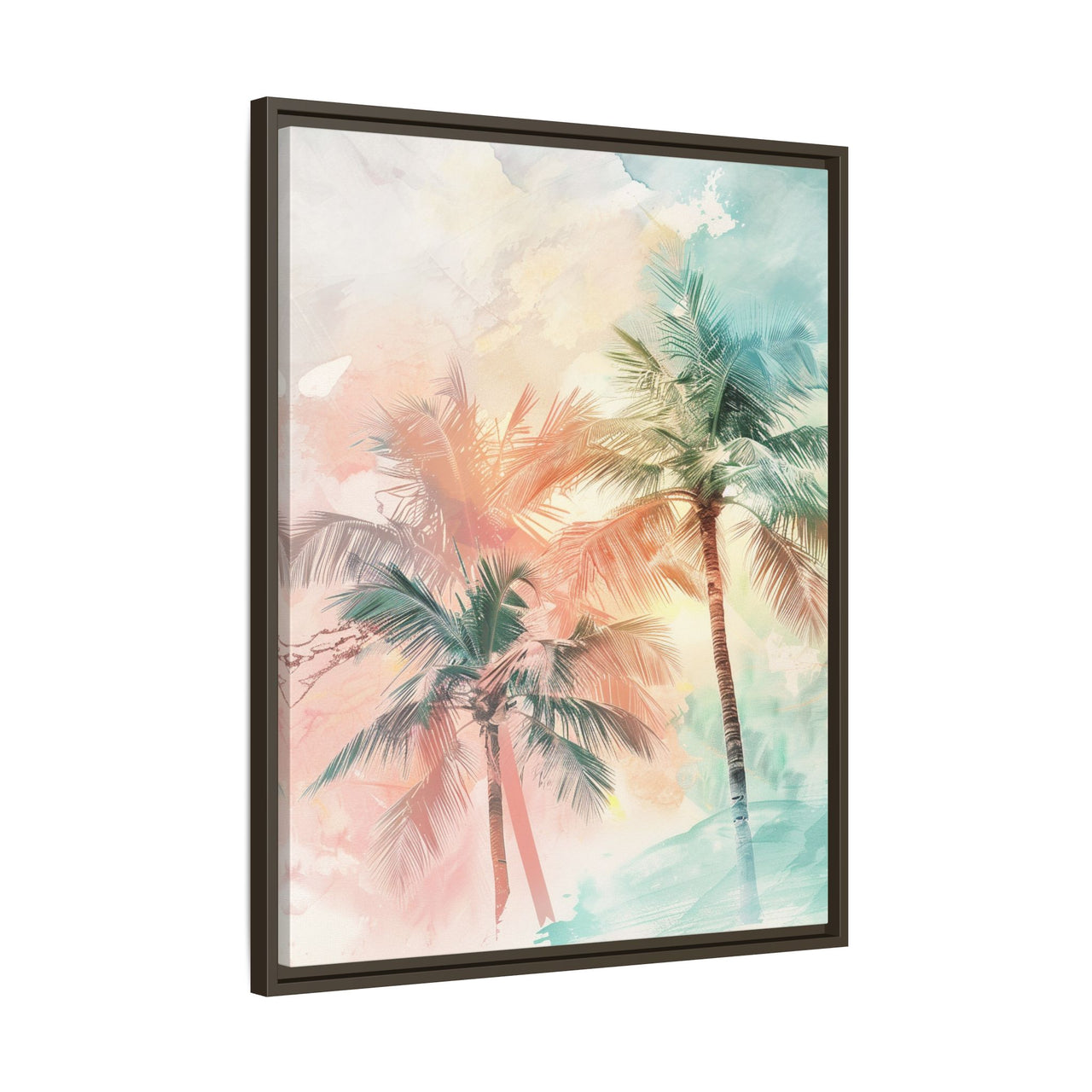 Palm Glow Canvas Wall Art with Frame