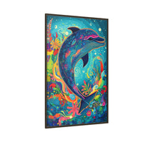 Thumbnail for Ocean Bloom Dolphin Canvas Wall Art with Frame