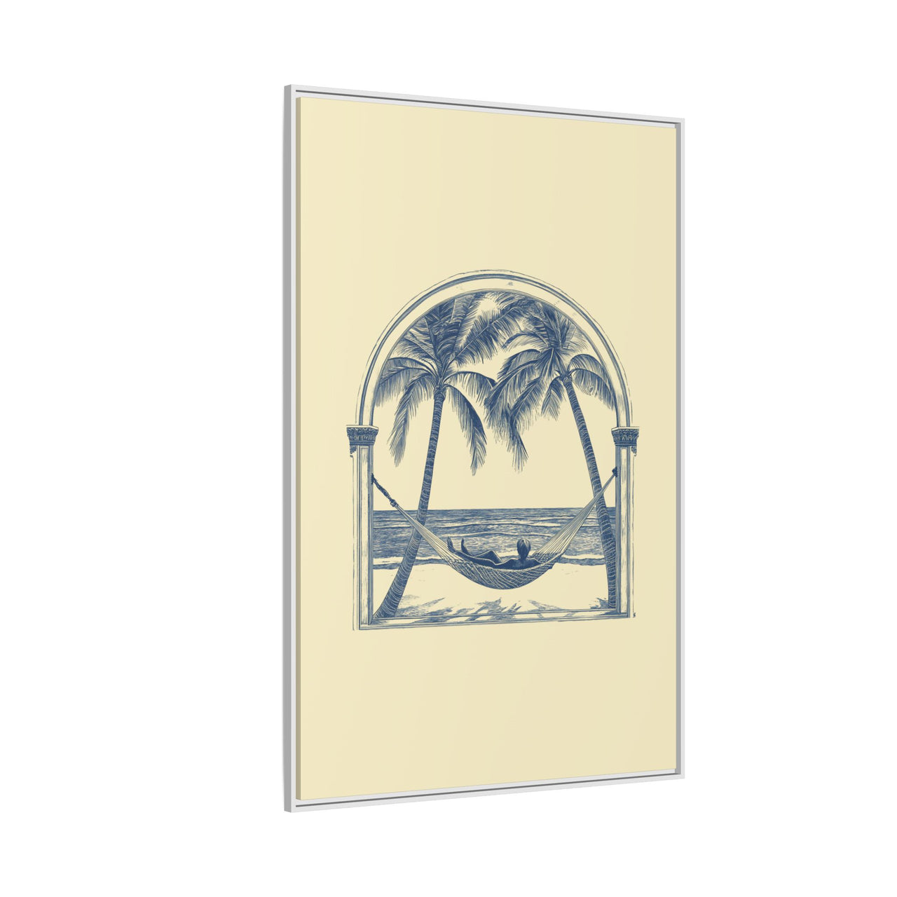 Palm Retreat Hammock Canvas Wall Art with Frame