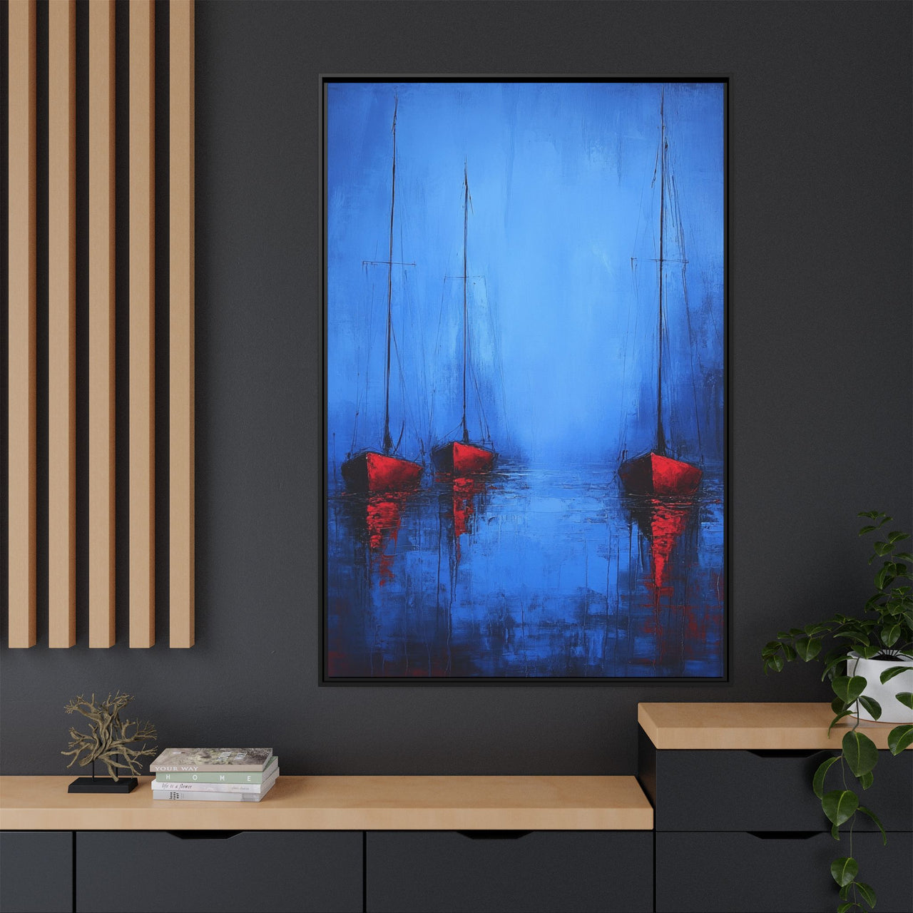 Nocturne at Sea Matte Canvas Wall Art with Frame