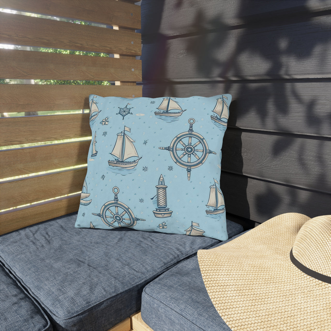 Nautical Notes Outdoor Throw Pillow