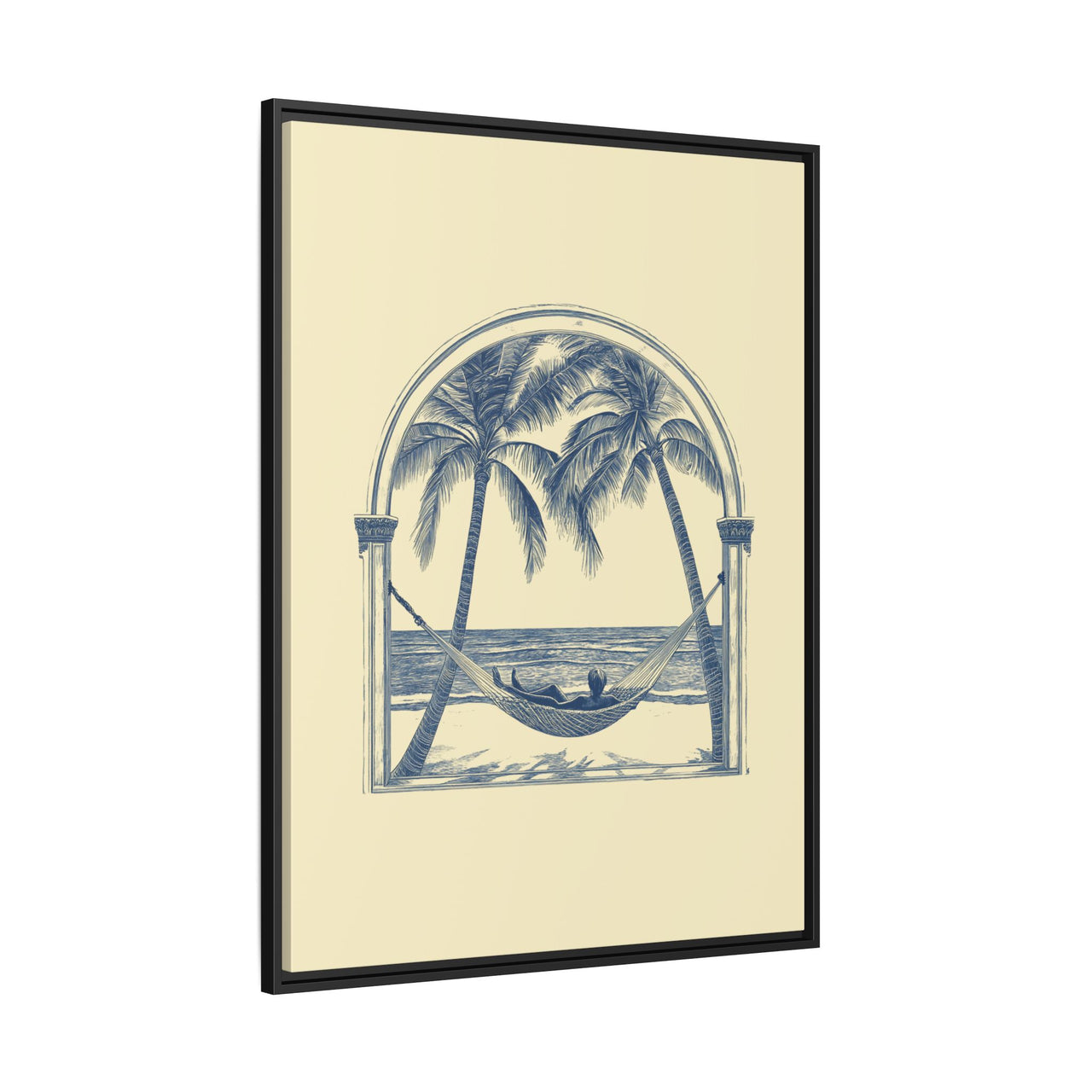 Palm Retreat Hammock Canvas Wall Art with Frame