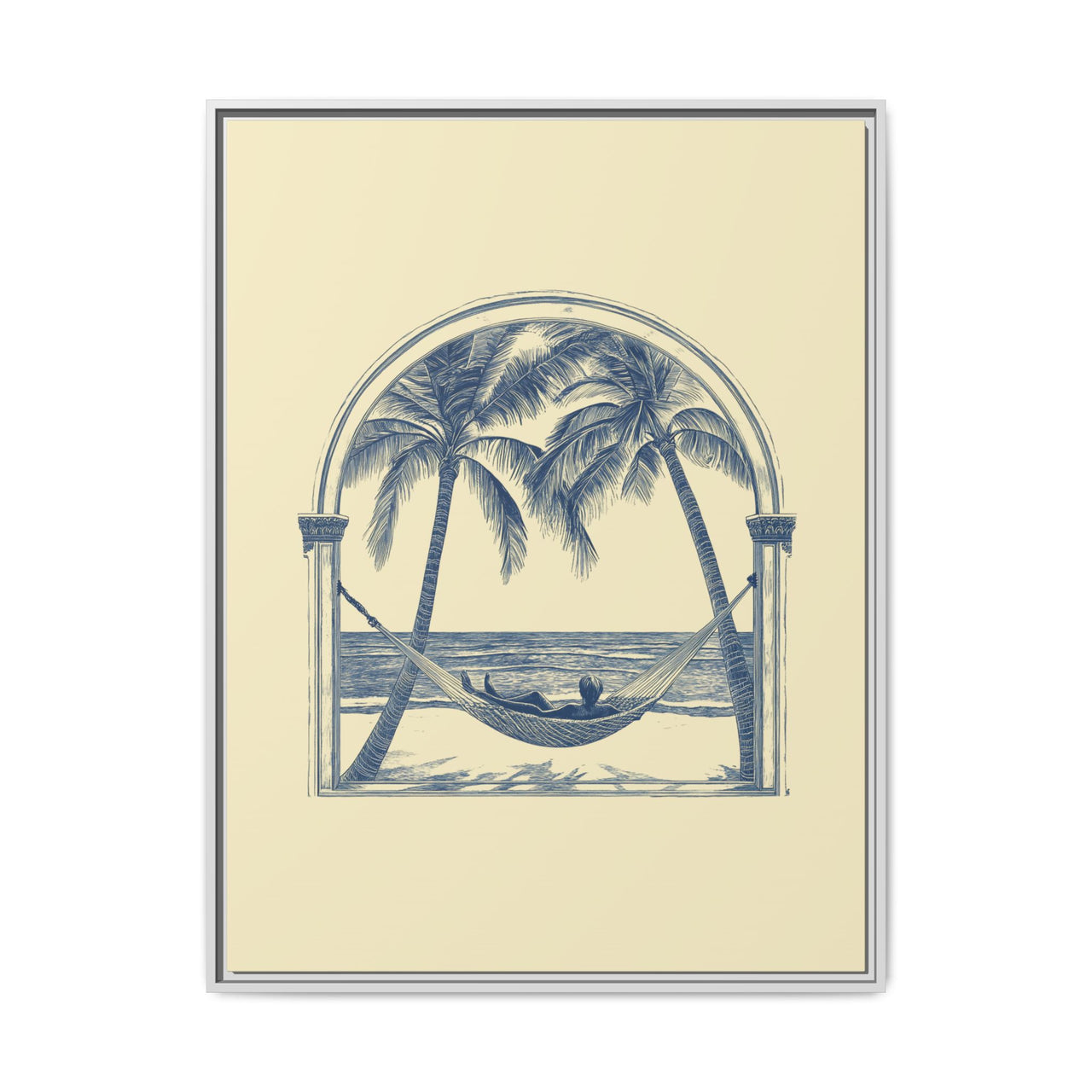 Palm Retreat Hammock Canvas Wall Art with Frame
