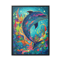 Thumbnail for Ocean Bloom Dolphin Canvas Wall Art with Frame