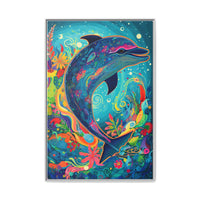 Thumbnail for Ocean Bloom Dolphin Canvas Wall Art with Frame
