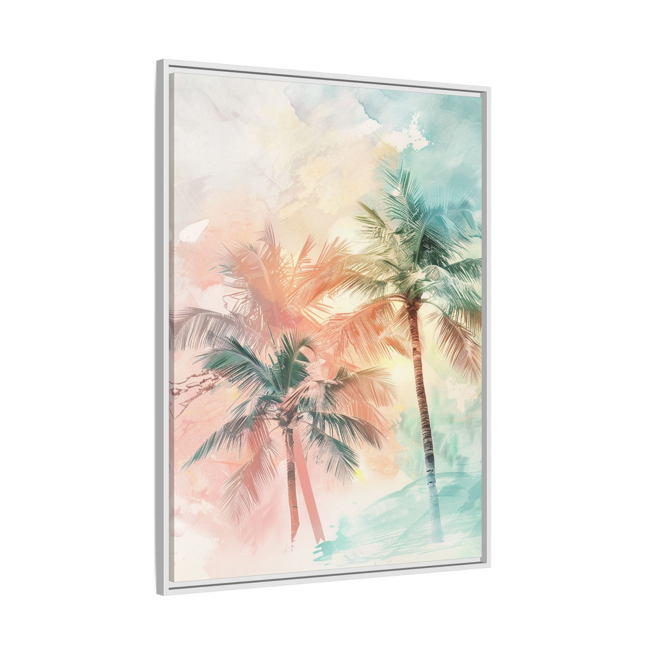 Palm Glow Canvas Wall Art with Frame