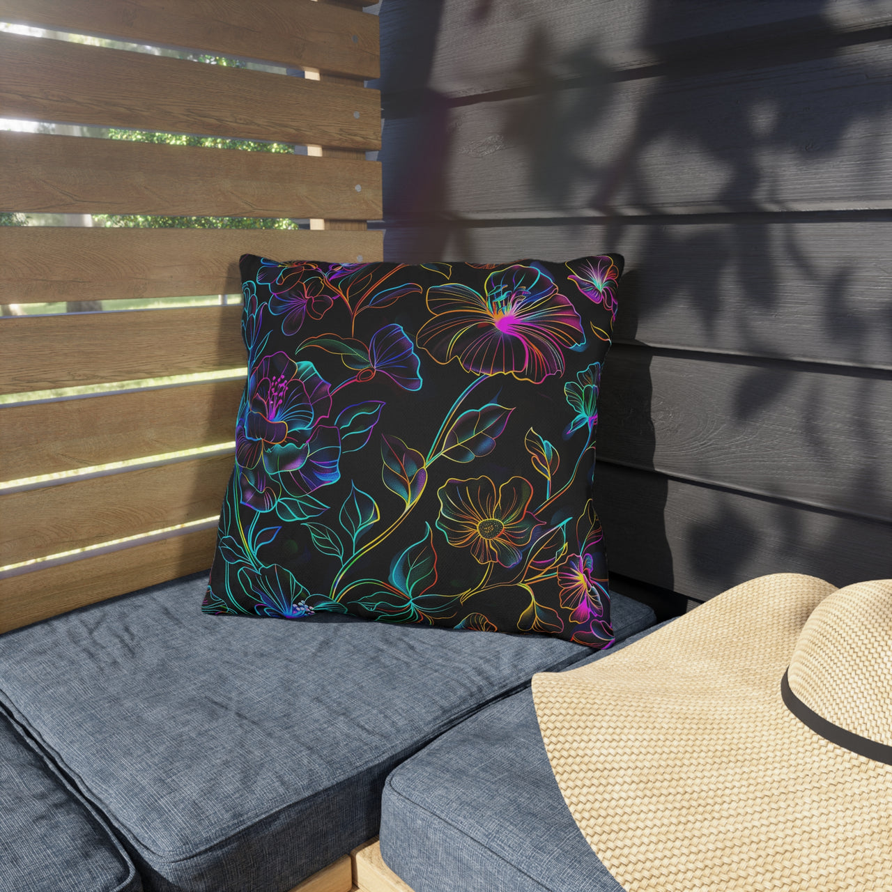 Glowing Garden Outdoor Throw Pillow