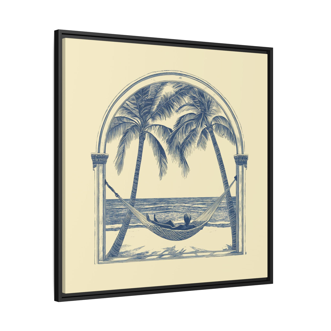 Palm Retreat Hammock Canvas Wall Art with Frame