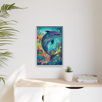 Thumbnail for Ocean Bloom Dolphin Canvas Wall Art with Frame
