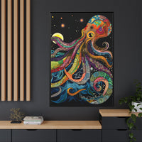 Thumbnail for Midnight Depths Octopus Canvas Wall Art with Frame