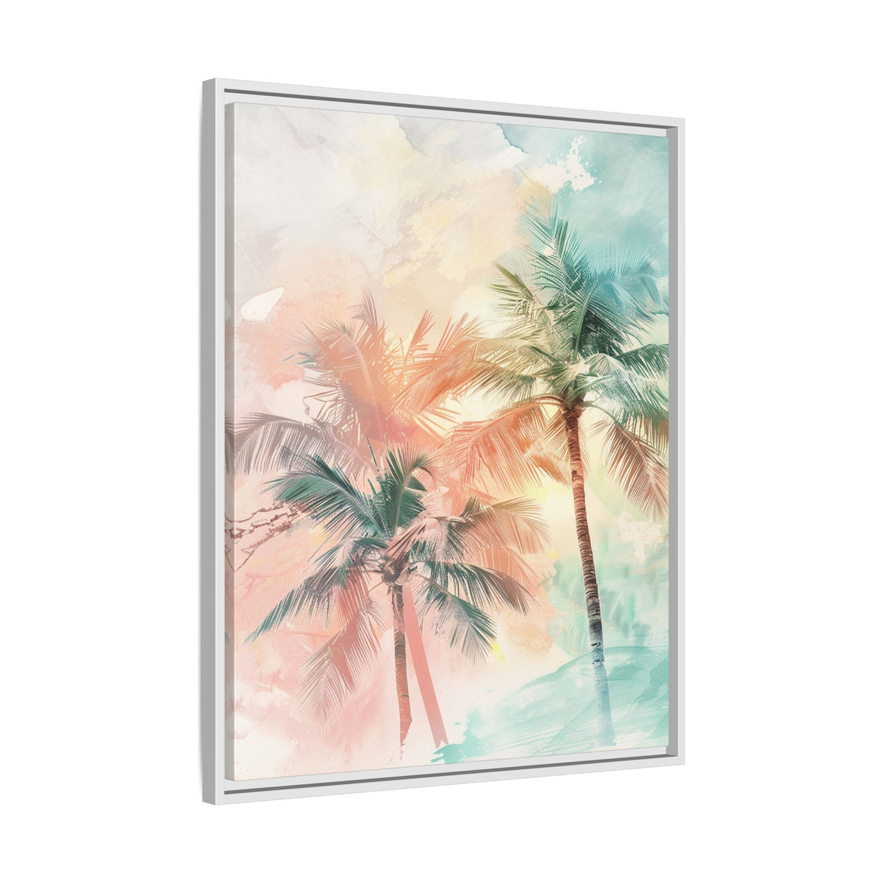 Palm Glow Canvas Wall Art with Frame