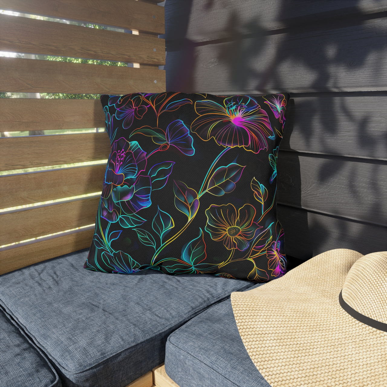 Glowing Garden Outdoor Throw Pillow