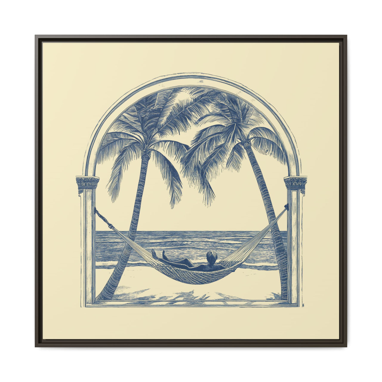 Palm Retreat Hammock Canvas Wall Art with Frame