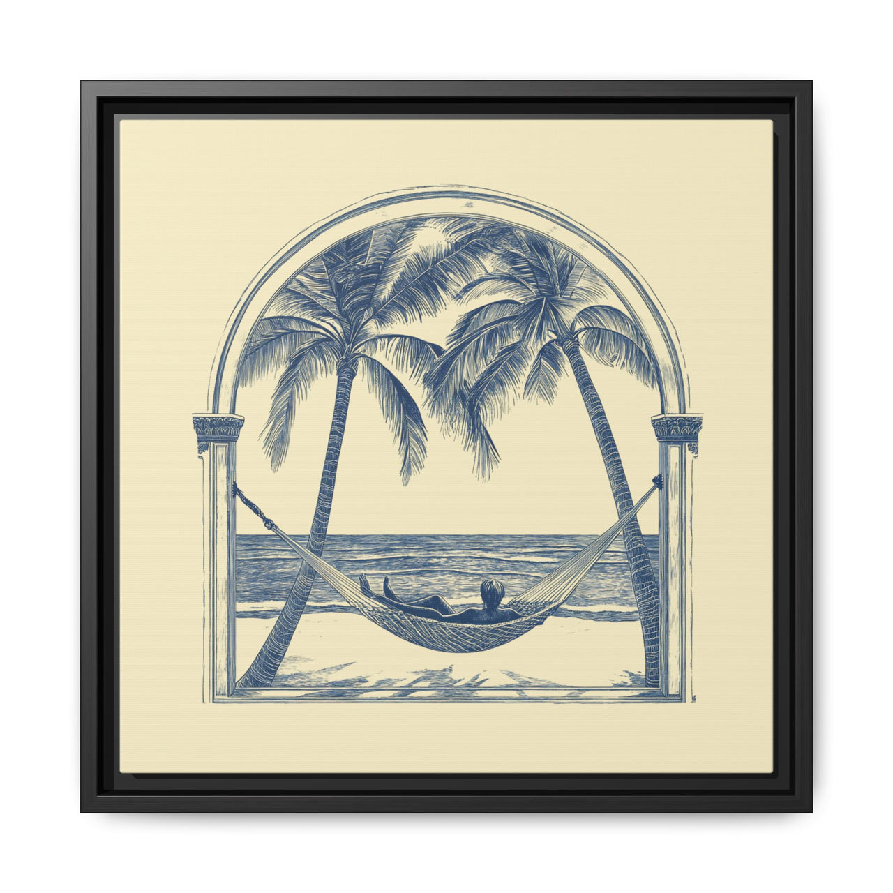 Palm Retreat Hammock Canvas Wall Art with Frame