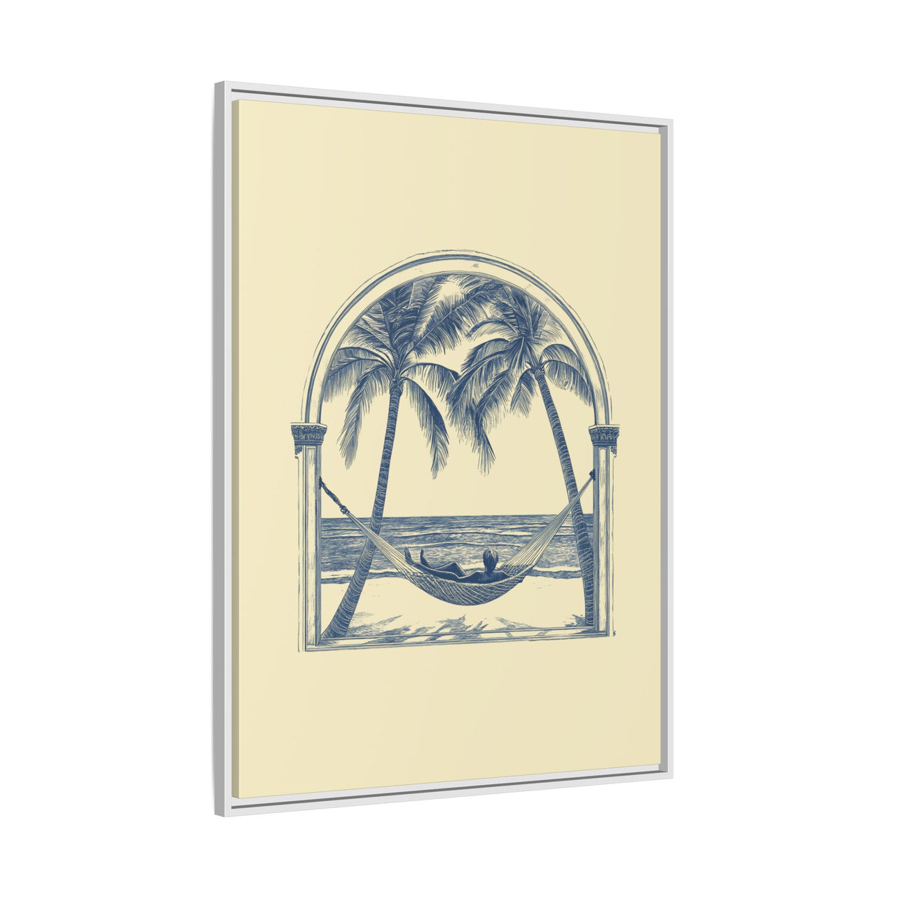 Palm Retreat Hammock Canvas Wall Art with Frame