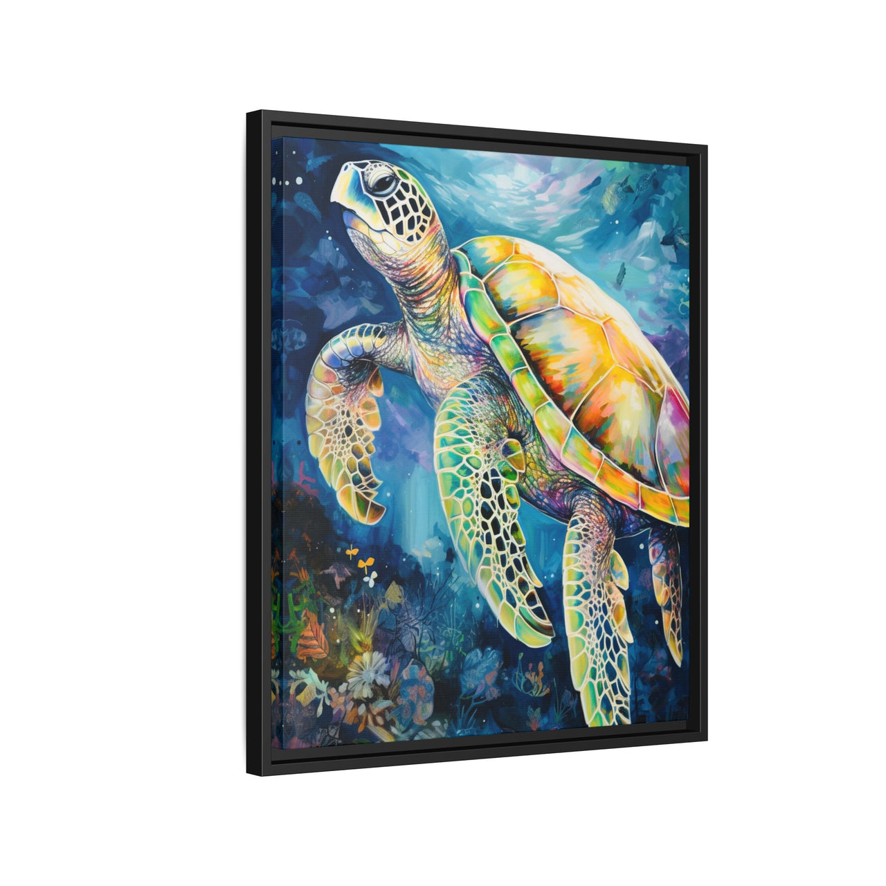 Gliding Turtle Canvas Wall Art with Frame