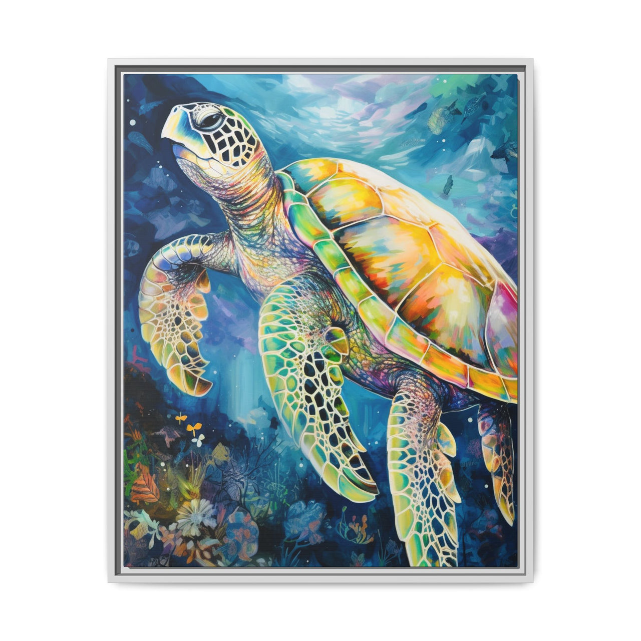 Gliding Turtle Canvas Wall Art with Frame