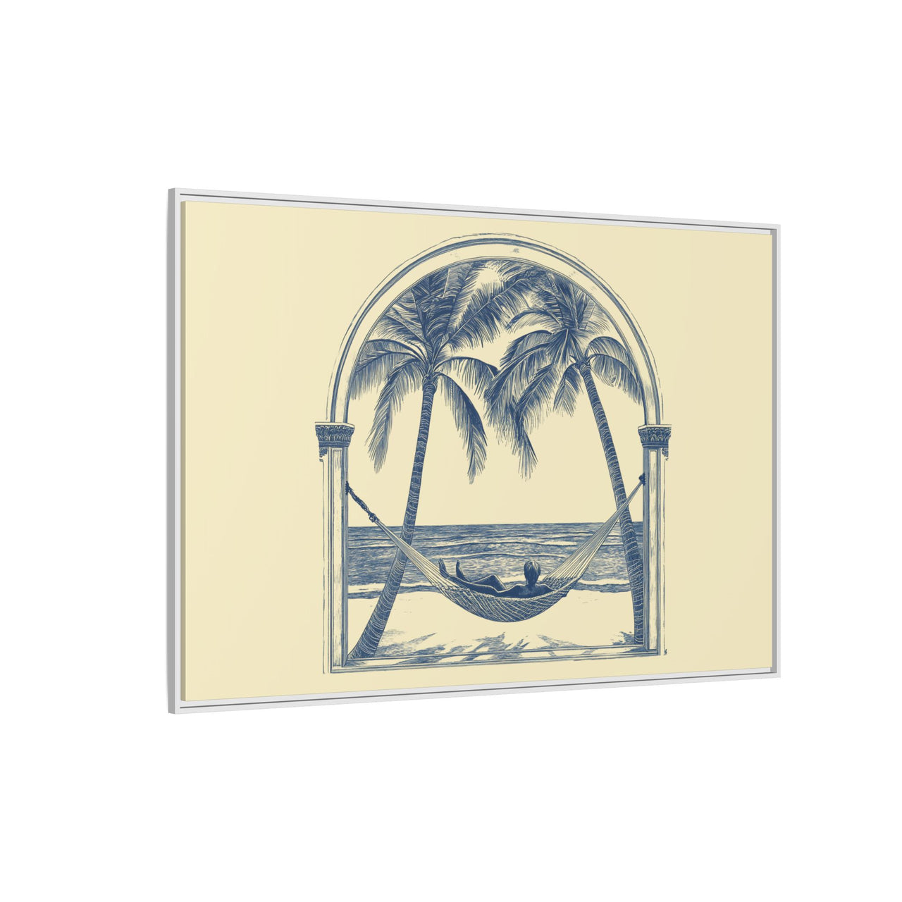 Palm Retreat Hammock Canvas Wall Art with Frame