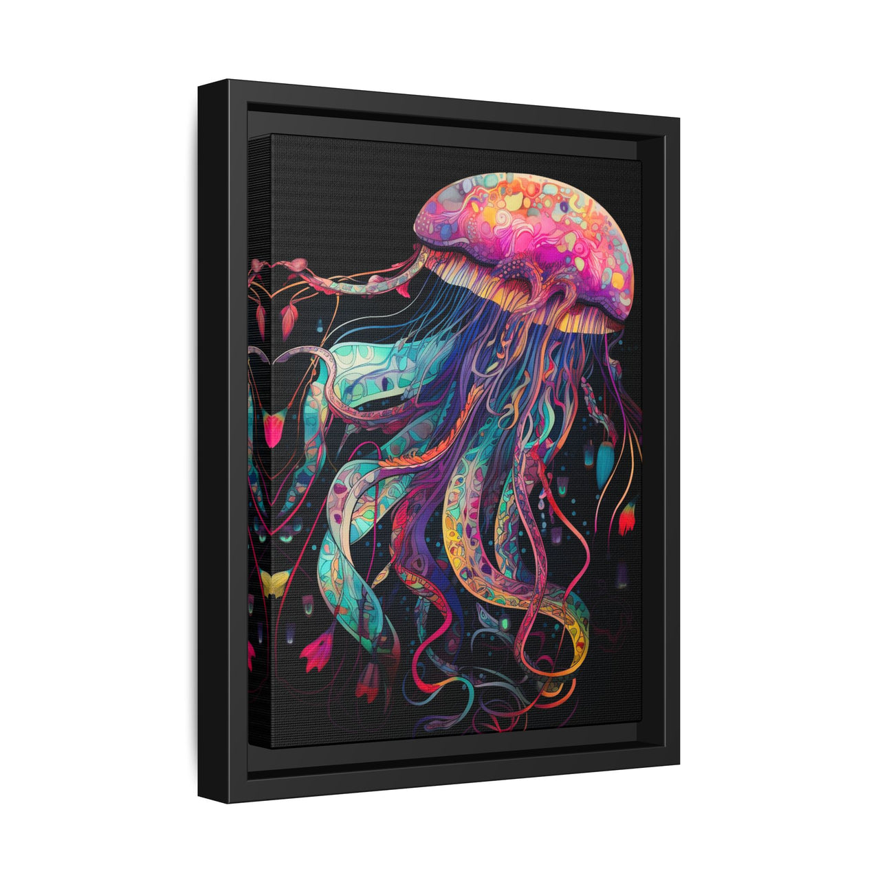 Celestial Drifter Jellyfish Canvas Wall Art with Frame