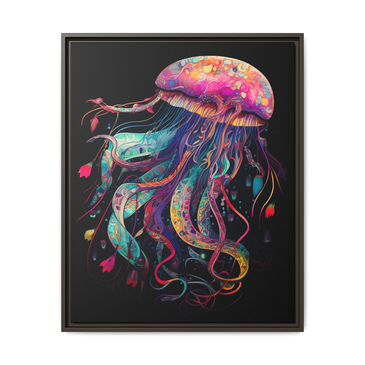 Celestial Drifter Jellyfish Canvas Wall Art with Frame
