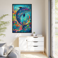 Thumbnail for Ocean Bloom Dolphin Canvas Wall Art with Frame