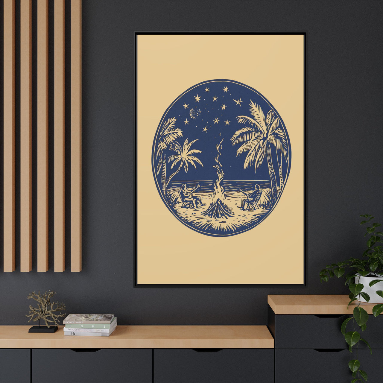 Beachfire Nights Canvas Wall Art with Frame
