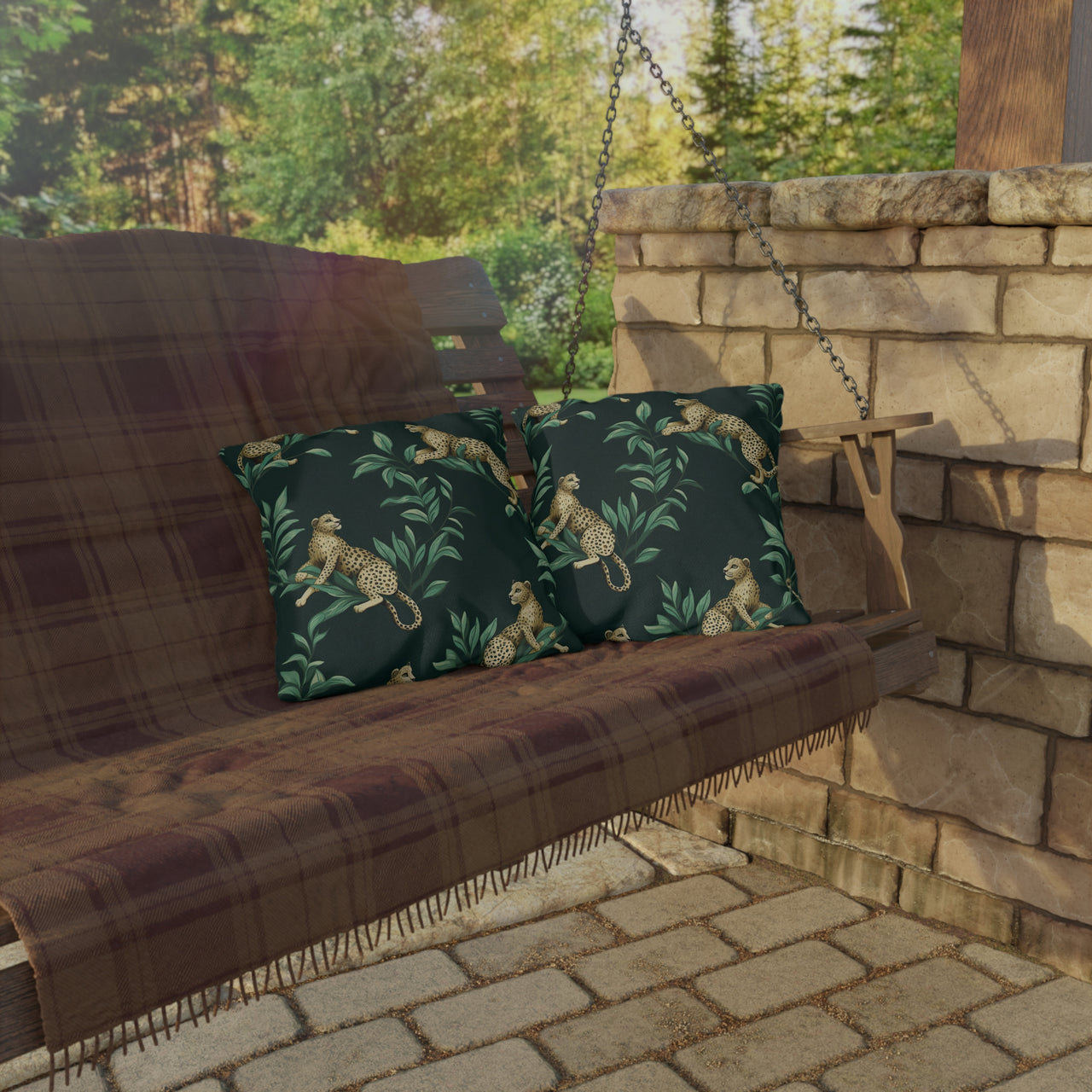 Chilling Leopards Outdoor Throw Pillow