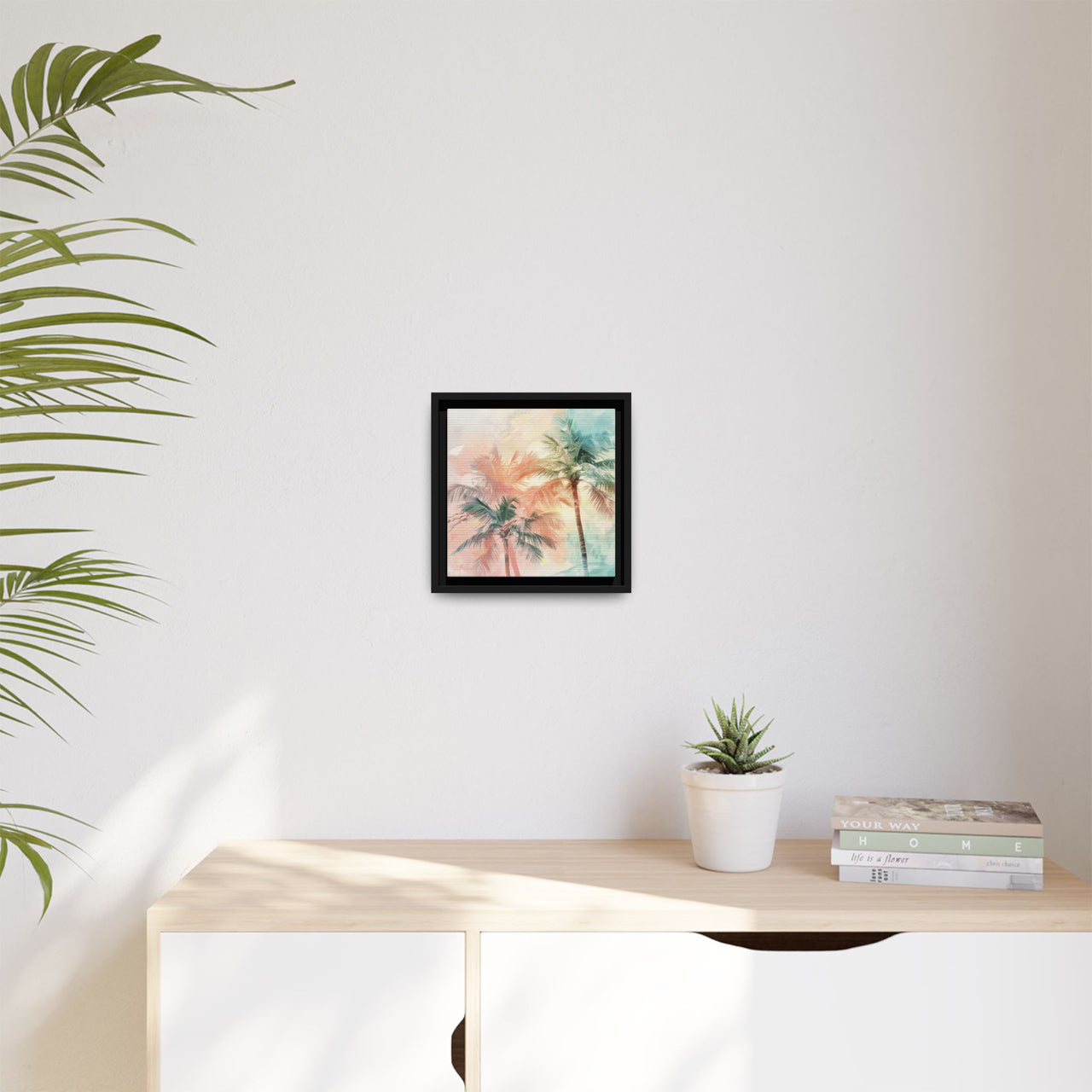 Palm Glow Canvas Wall Art with Frame