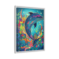 Thumbnail for Ocean Bloom Dolphin Canvas Wall Art with Frame