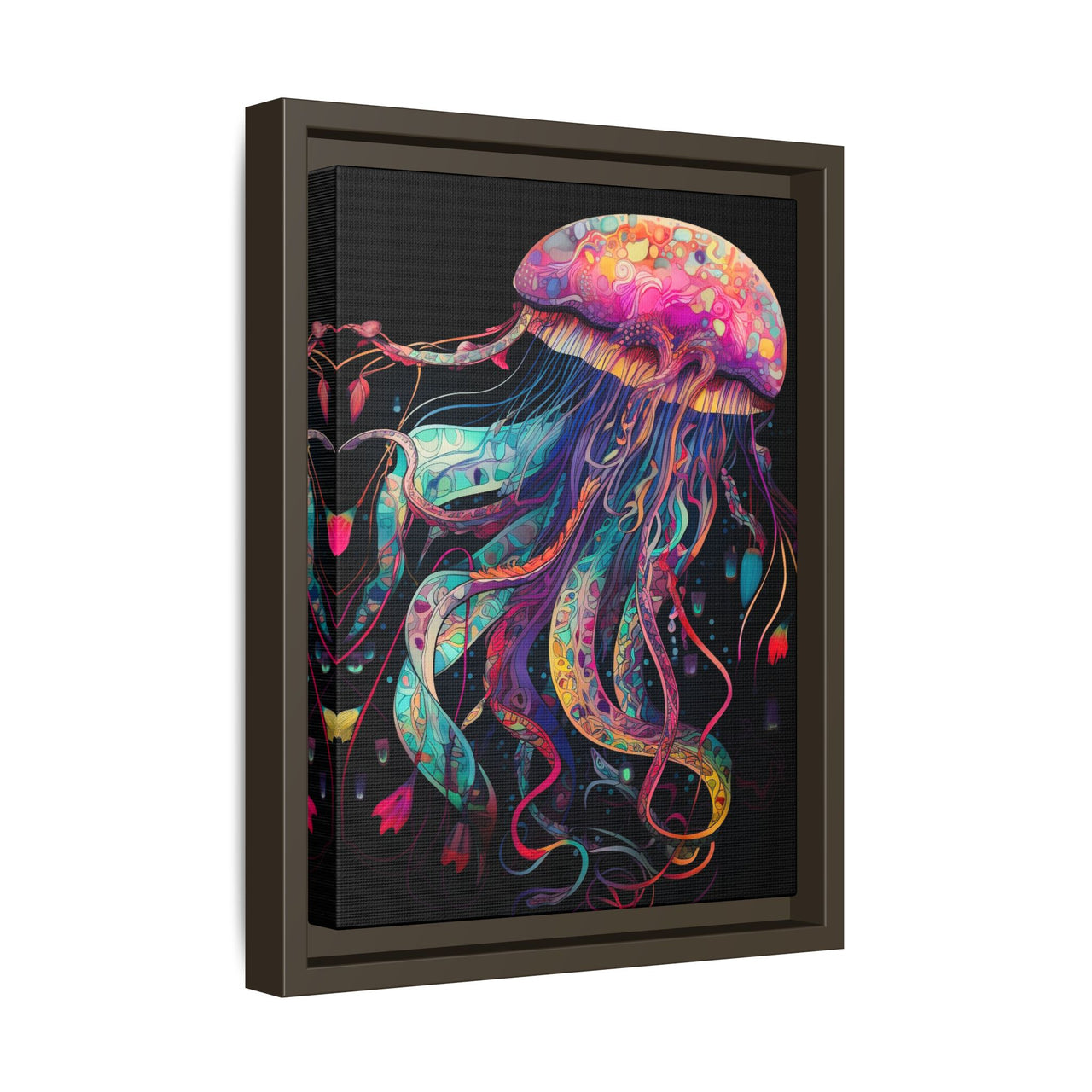 Celestial Drifter Jellyfish Canvas Wall Art with Frame