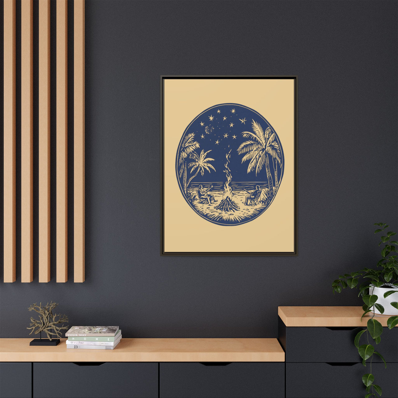 Beachfire Nights Canvas Wall Art with Frame