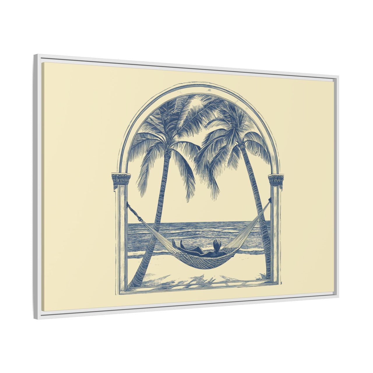 Palm Retreat Hammock Canvas Wall Art with Frame