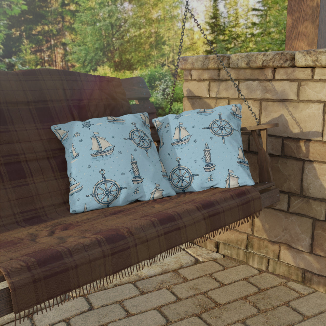 Nautical Notes Outdoor Throw Pillow