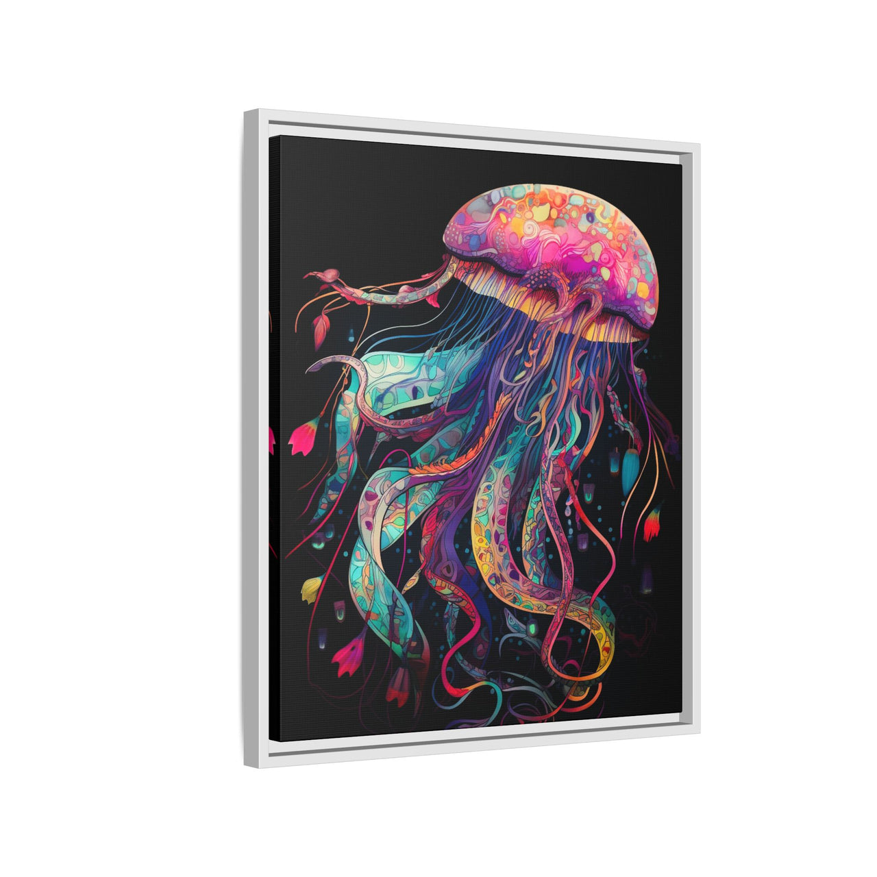 Celestial Drifter Jellyfish Canvas Wall Art with Frame