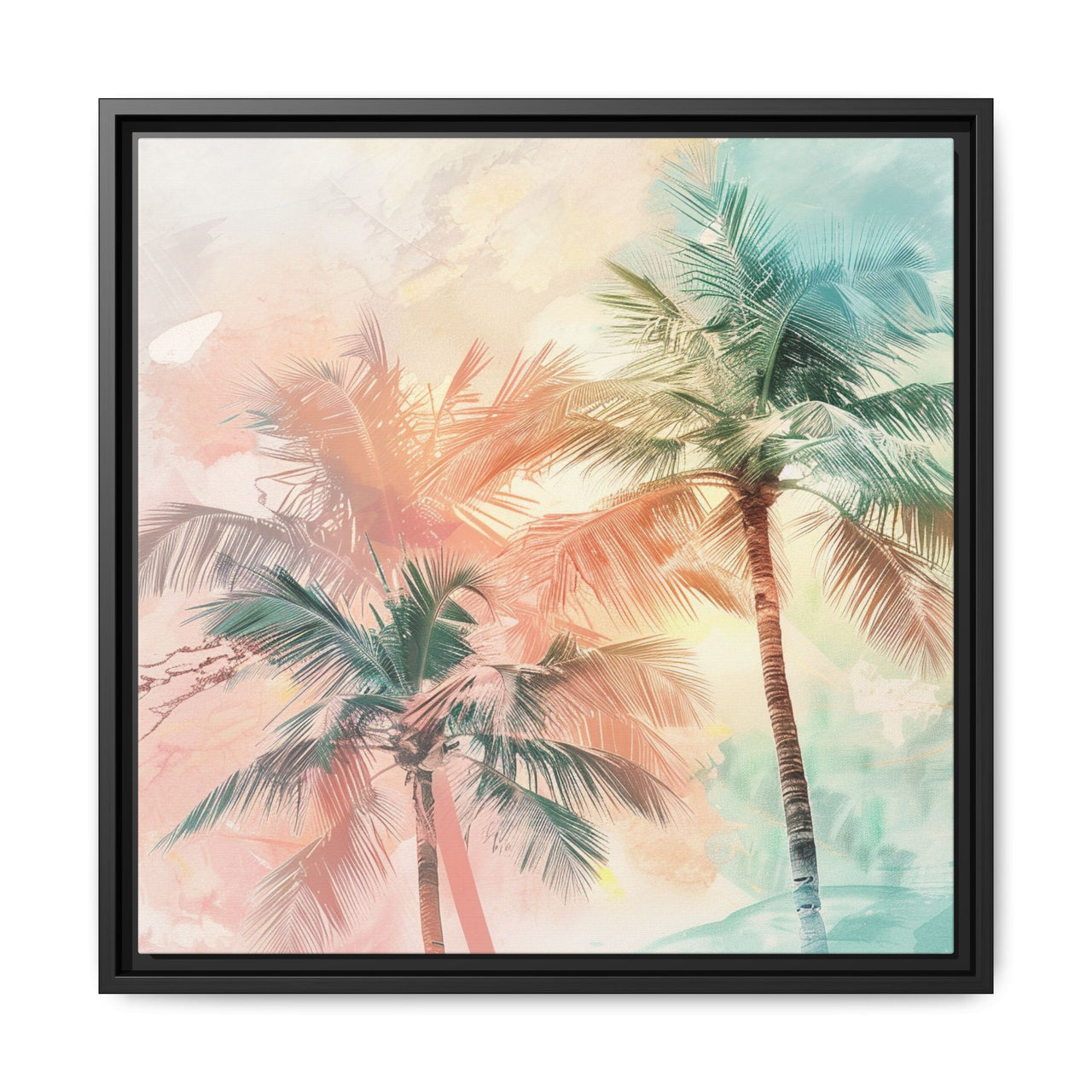 Palm Glow Canvas Wall Art with Frame
