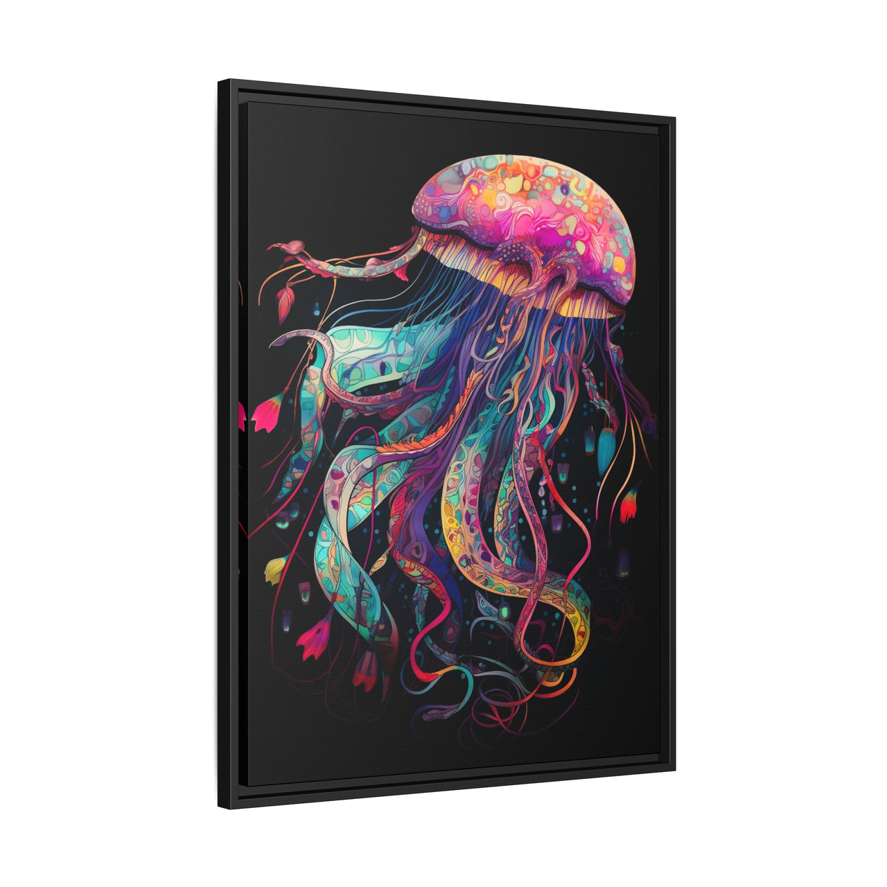 Celestial Drifter Jellyfish Canvas Wall Art with Frame