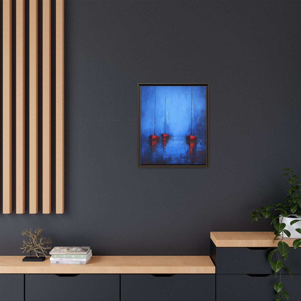 Nocturne at Sea Matte Canvas Wall Art with Frame