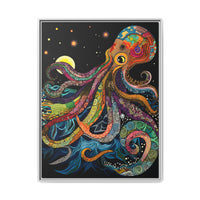 Thumbnail for Midnight Depths Octopus Canvas Wall Art with Frame