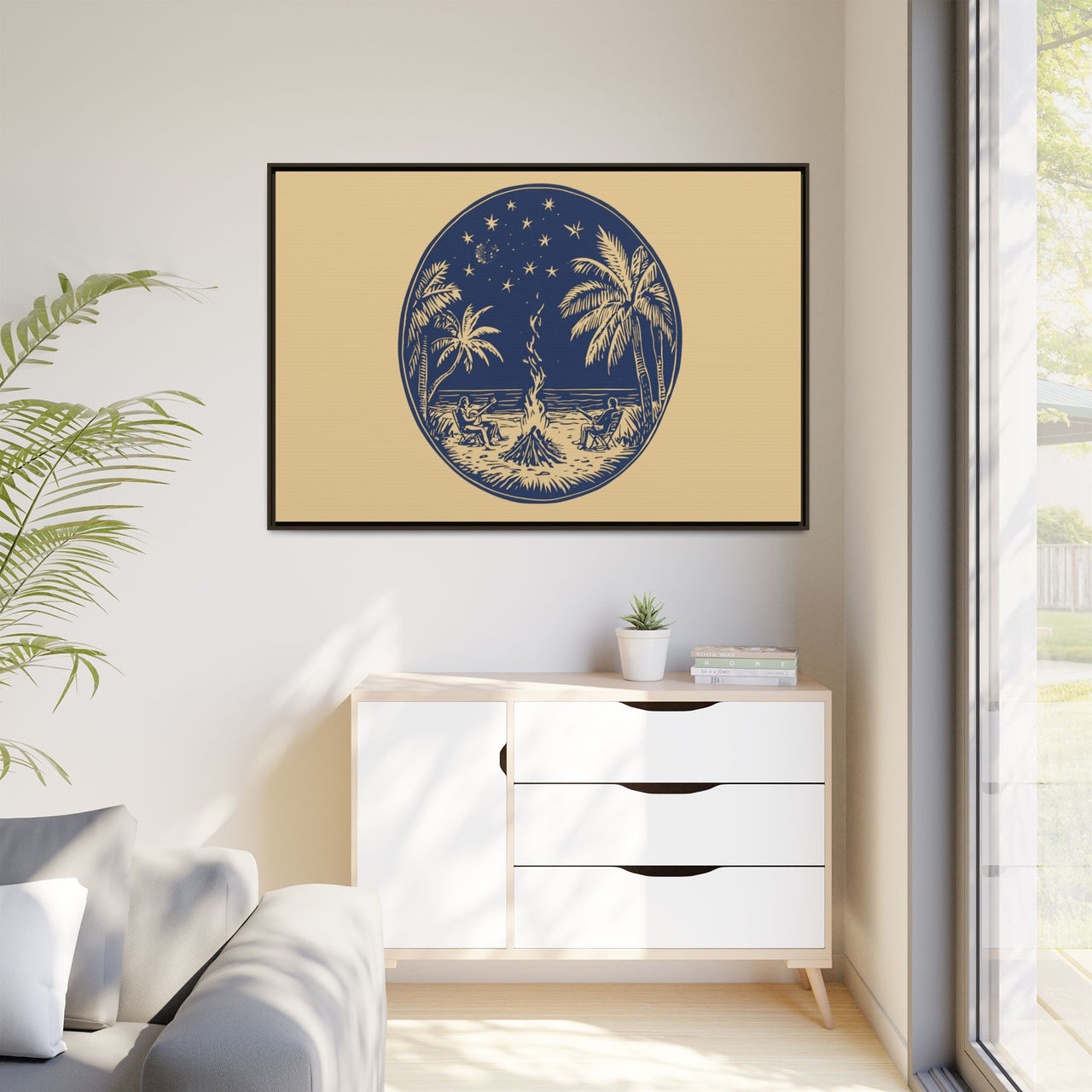 Beachfire Nights Canvas Wall Art with Frame