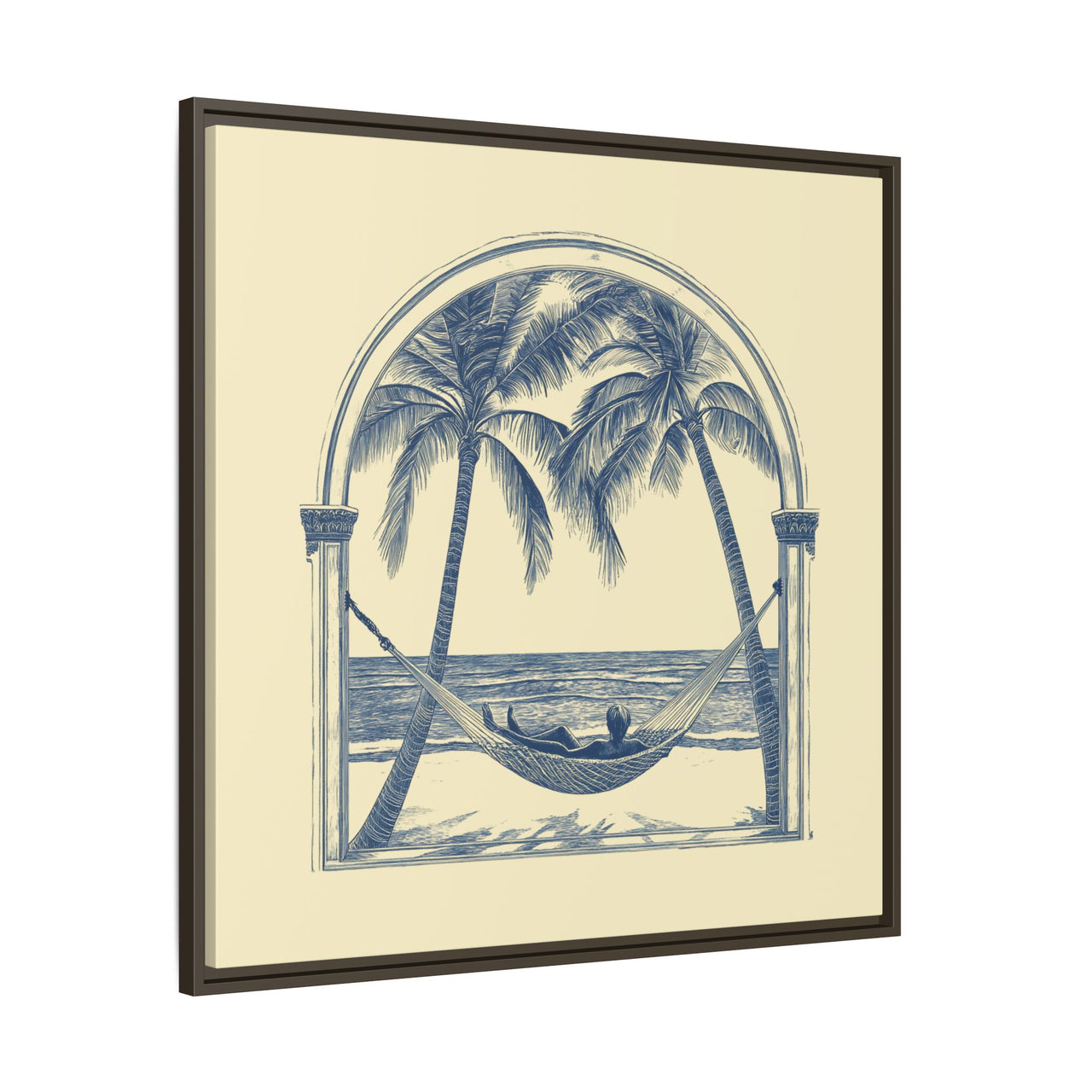 Palm Retreat Hammock Canvas Wall Art with Frame