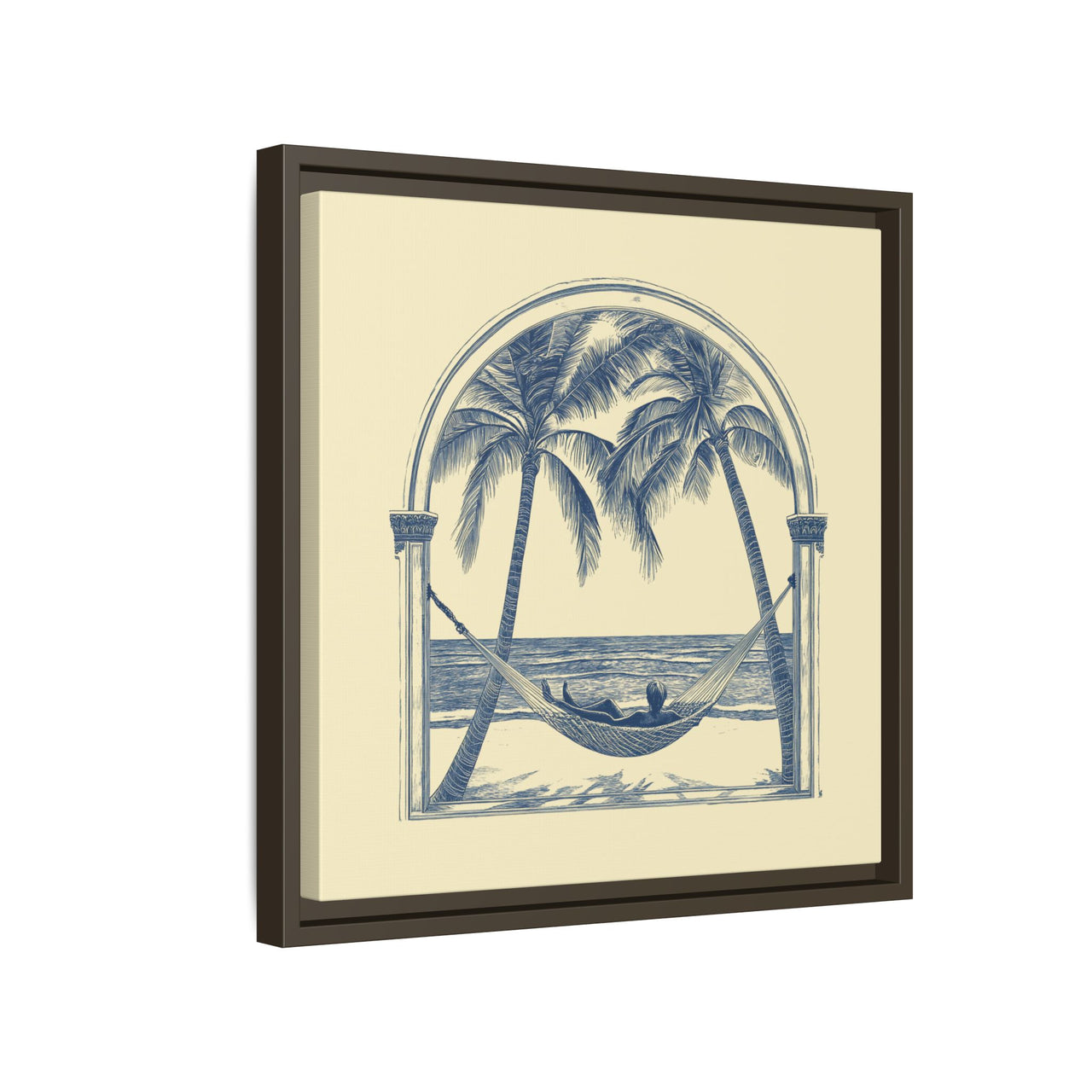 Palm Retreat Hammock Canvas Wall Art with Frame