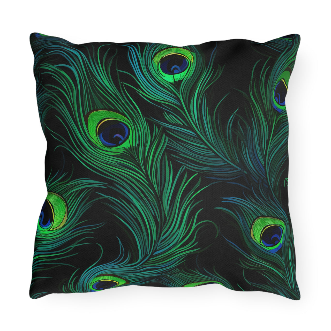 Peacock Mirage Outdoor Throw Pillow