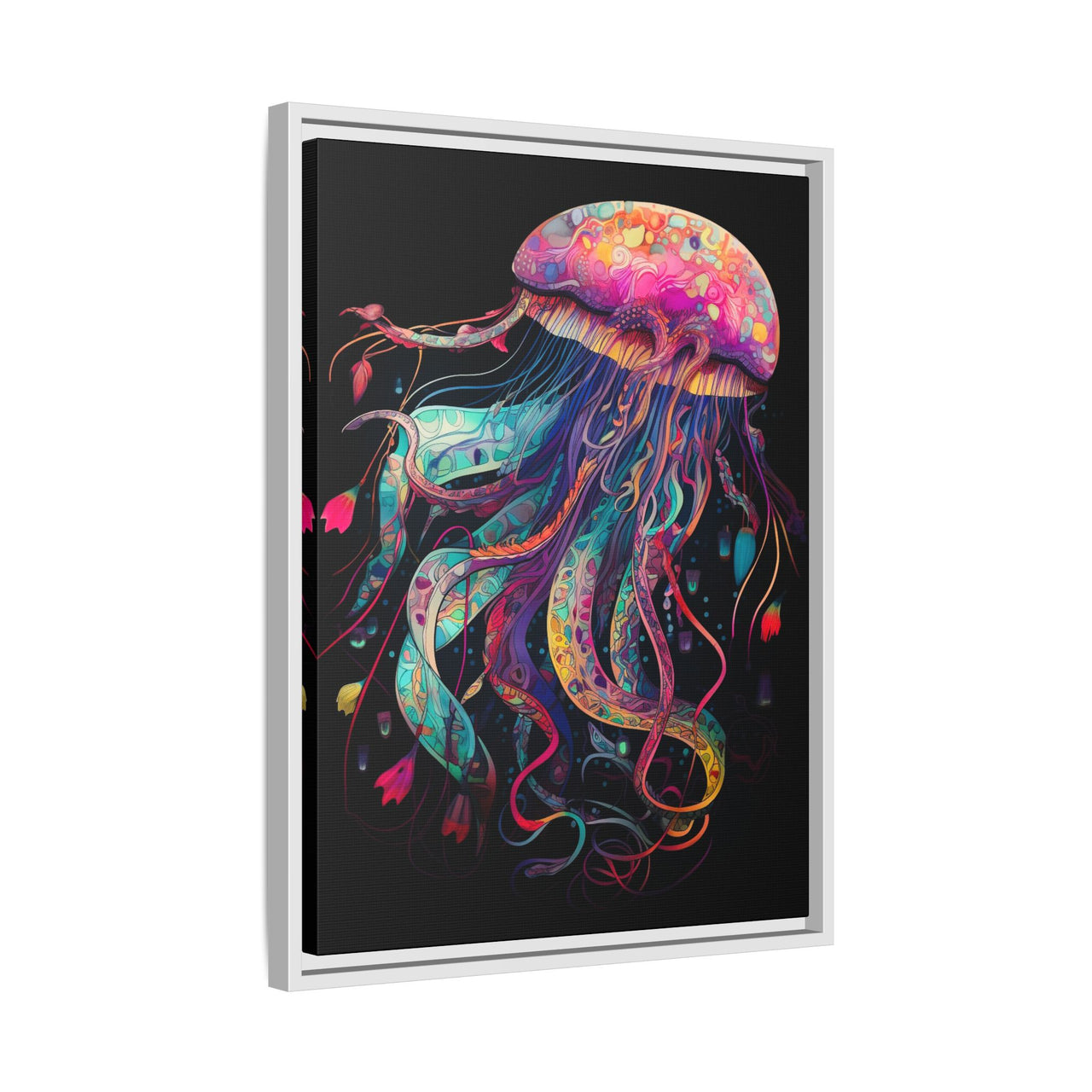 Celestial Drifter Jellyfish Canvas Wall Art with Frame