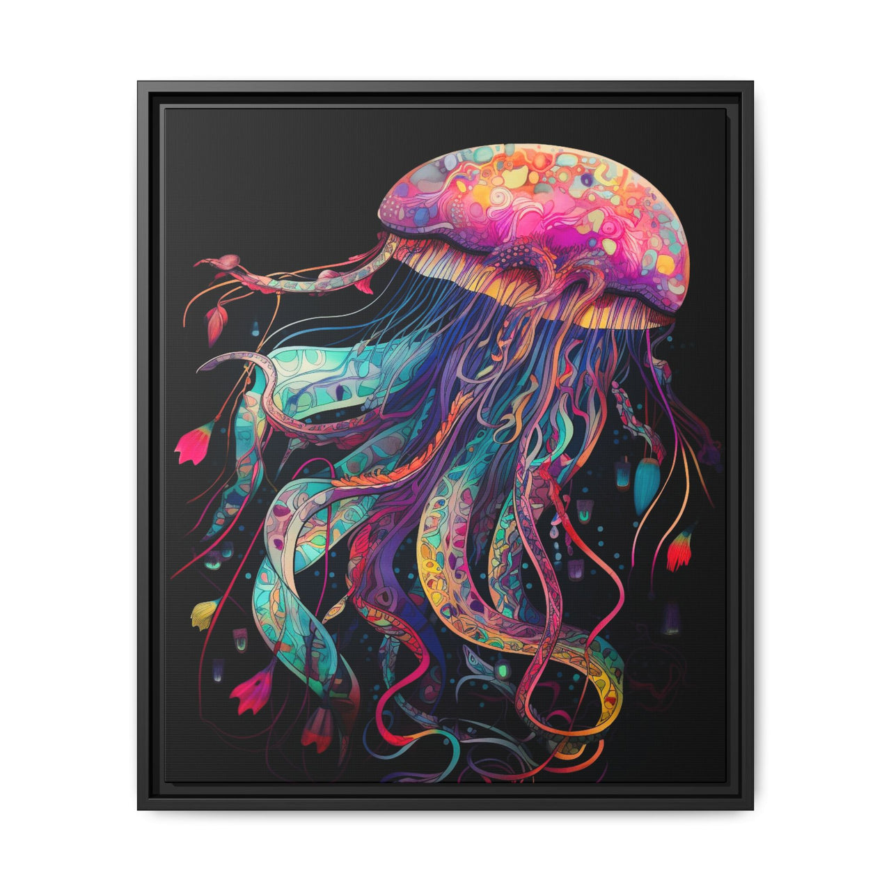 Celestial Drifter Jellyfish Canvas Wall Art with Frame