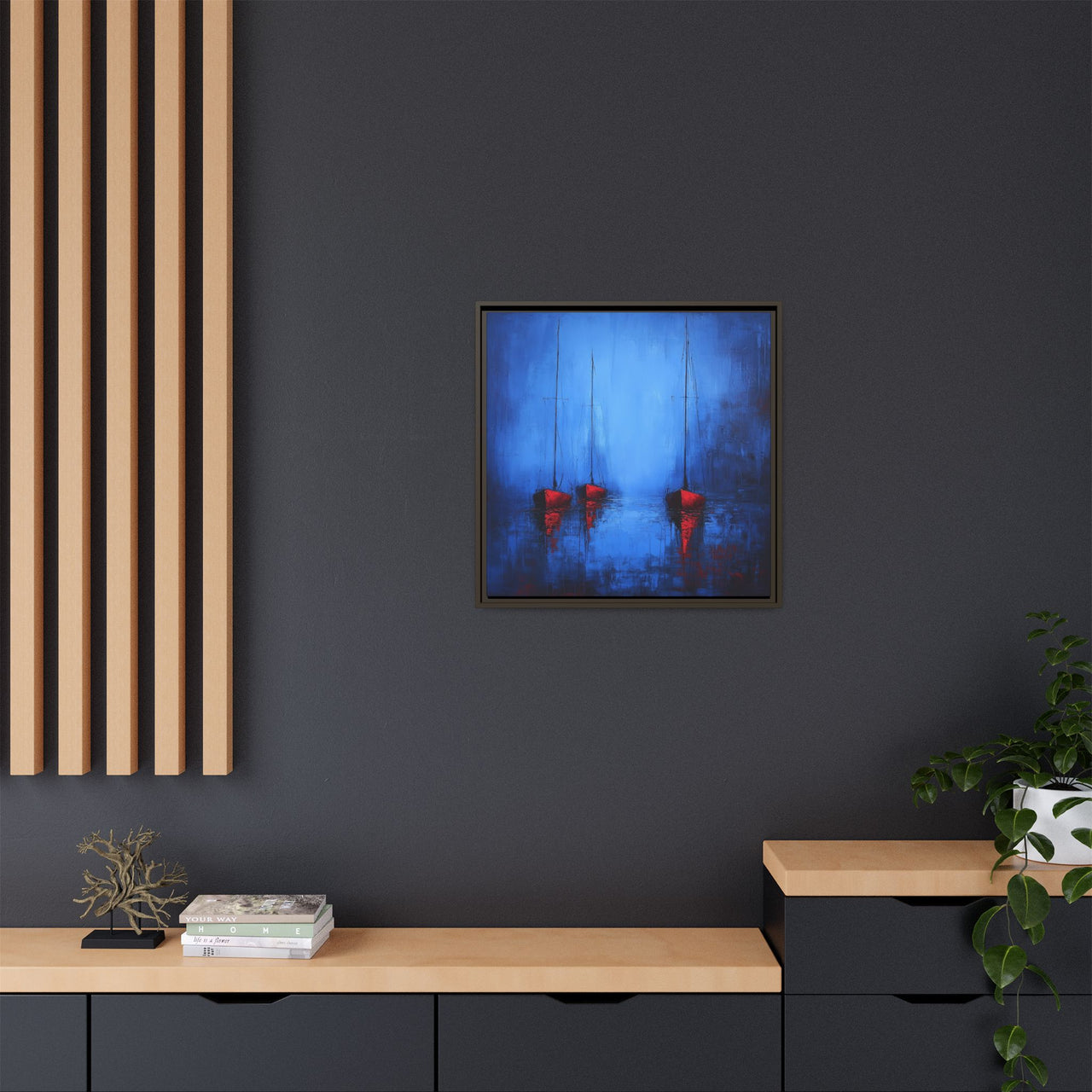 Nocturne at Sea Matte Canvas Wall Art with Frame