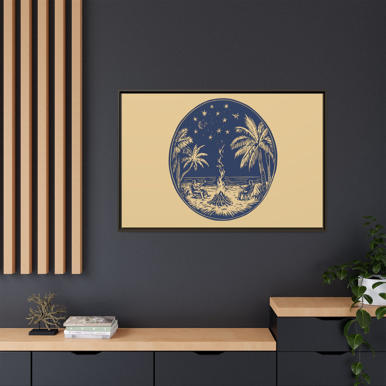 Beachfire Nights Canvas Wall Art with Frame