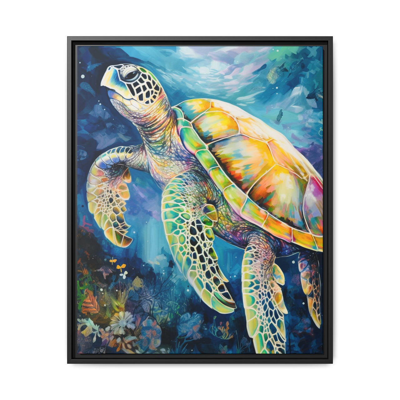 Gliding Turtle Canvas Wall Art with Frame
