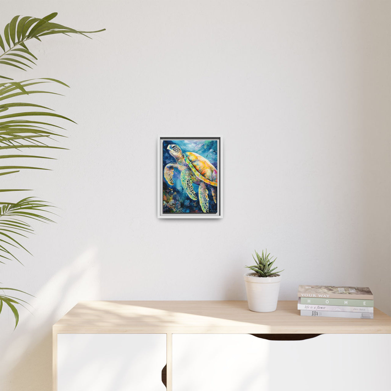 Gliding Turtle Canvas Wall Art with Frame