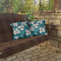 Thumbnail for Wooden swing with floral cushions on a stone patio