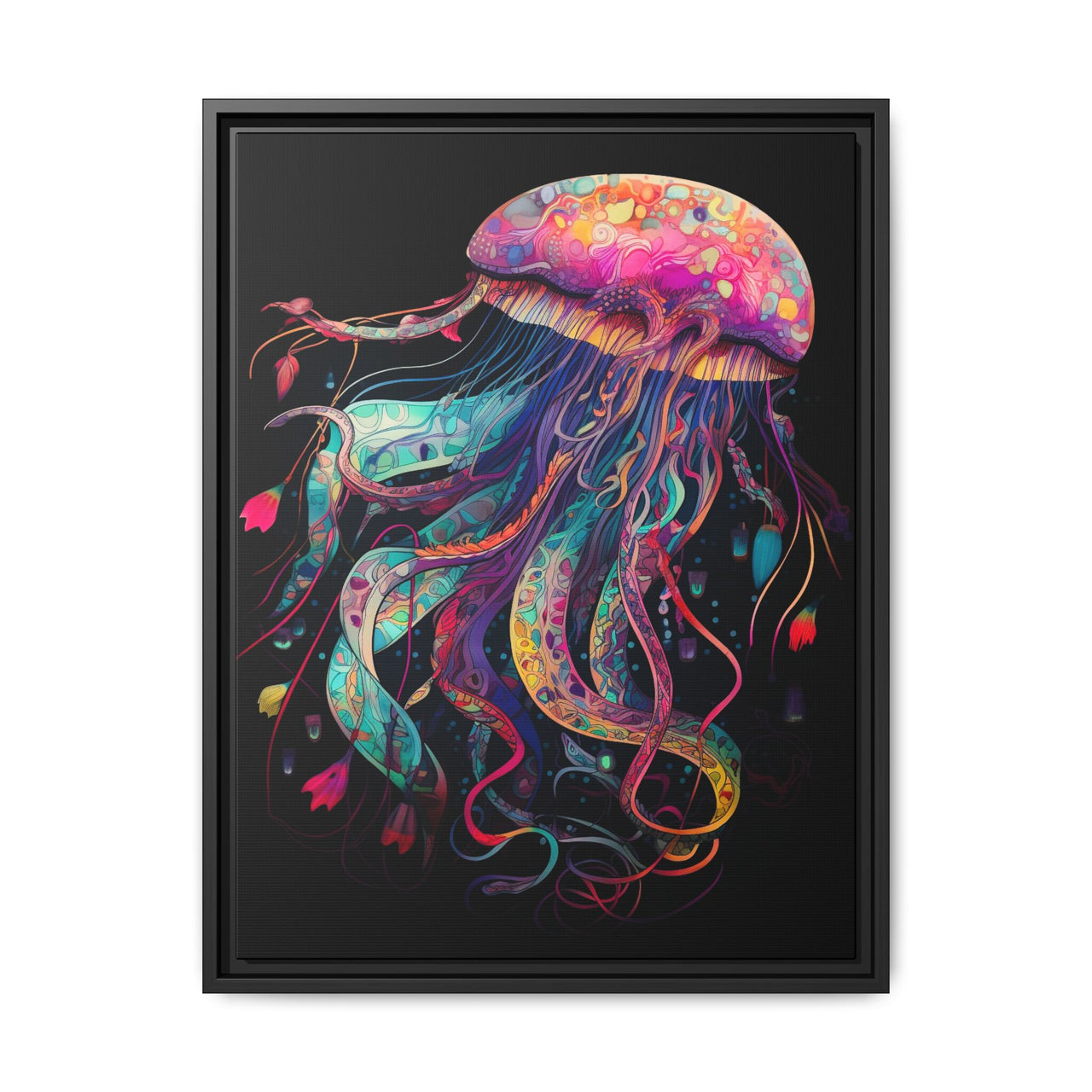 Celestial Drifter Jellyfish Canvas Wall Art with Frame